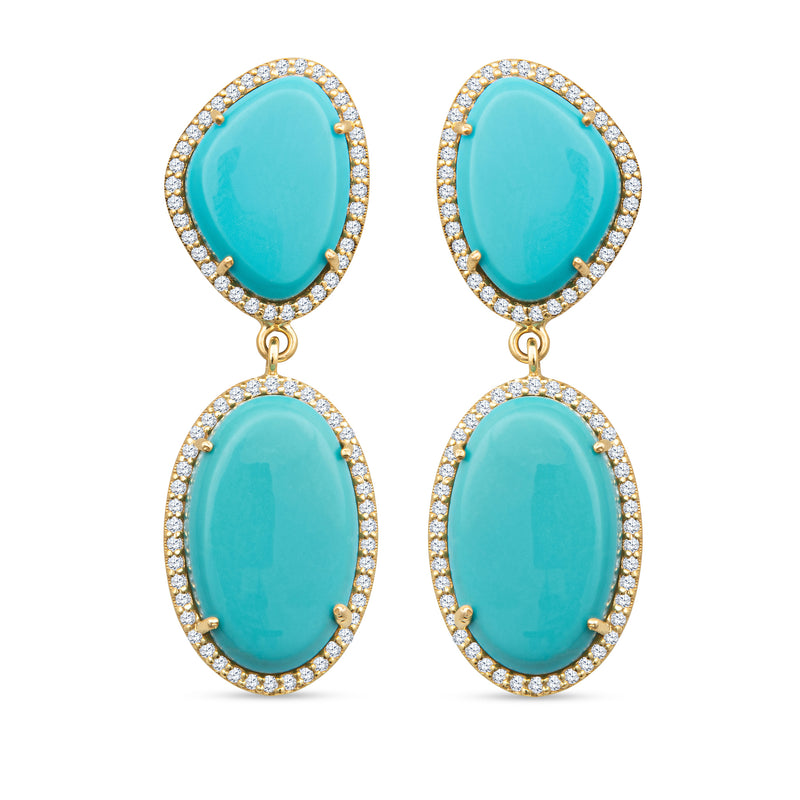 Ember Silver Statement Stud Earrings in Variegated Turquoise Magnesite |  Kendra Scott